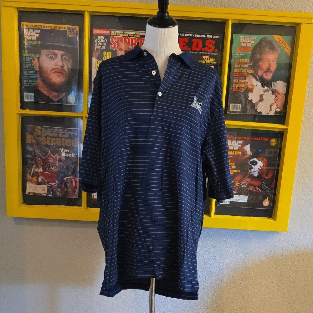 Fairway & Greene Blue Polo Shirt Classic Striped Design